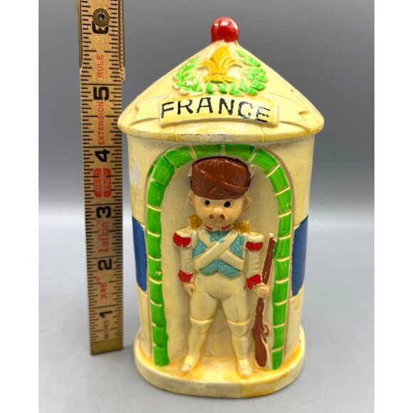 Vtg Earl Bernard Chalkware French Soldier Guard Bank Coin Slot Japan - Picture 7 of 7